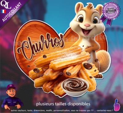 Autocollant CHURROS ou CHICHIS CHOCOLAT COEUR BOIS ecureuil 1