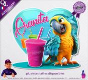 Autocollant GRANITA COEUR perroquet rigolo 1