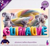 Autocollant GUIMAUVE tressée géante titre 3D koala affiche