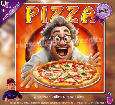 Autocollant affiche poster PIZZA client content délirant