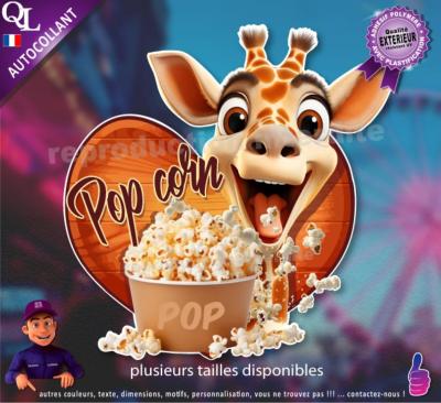 Autocollant POP CORN COEUR BOIS girafe 1