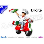 LIVREUR PIZZA SCOOTER BOITE PIZZA sticker autocollant