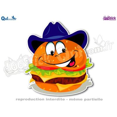 Autocollant Cartoon HAMBURGER Texan