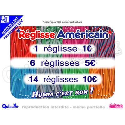 affiche prix autocollante REGLISSE AMERICAIN ref:2