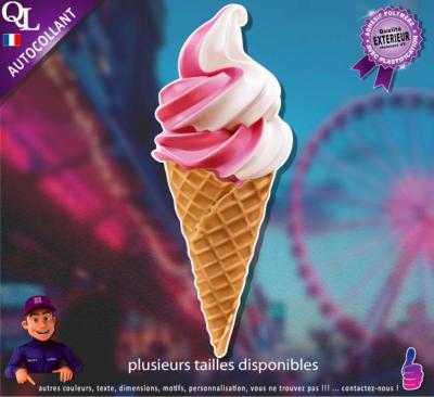 Autocollant Glace à l'italienne framboise vanille ref IA1
