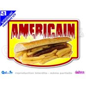 Autocollant AMERICAIN MERGUEZ FRITES cadre - couleurs au choix