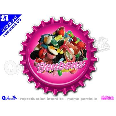 Autocollant BONBONS motif capsule adhésif résistant UV