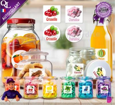 Etiquettes adhésives aliments parfums saveurs goûts