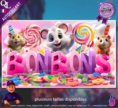 Autocollant BONBONS TITRE 3D petite souris affiche adhésive
