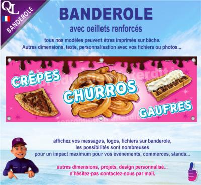 Banderole Churros Crêpes Gaufres plv stand Forain