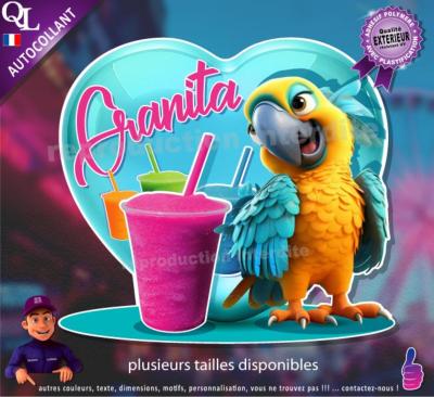 Autocollant GRANITA COEUR perroquet rigolo 1