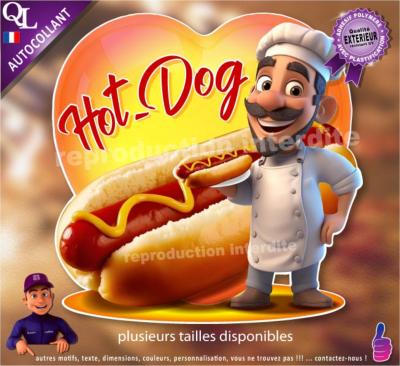 Autocollant HOT-DOG COEUR chef 1