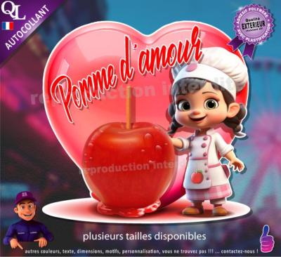 Autocollant POMME D'AMOUR COEUR fillette 3