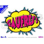 Sticker autocollant GAUFRES titre bulle comique rsistant UV