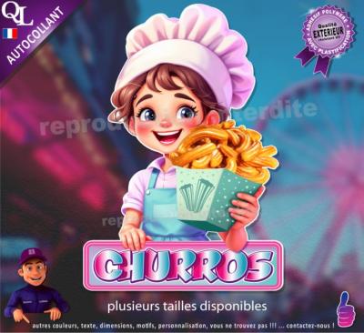 Autocollant CHURROS fillette enfant chef toque ref1