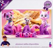 Autocollant SNACK SUCRE titre 3D chien chat affiche