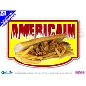 Autocollant AMERICAIN KEBAB FRITES cadre - couleurs au choix