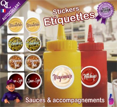 Etiquettes autocollantes SAUCES ACCOMPAGNEMENTS snack salé