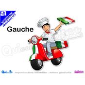 LIVREUR PIZZA SCOOTER BOITE PIZZA sticker autocollant