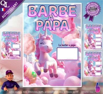 BARBE A PAPA LICORNE affichette PRIX 