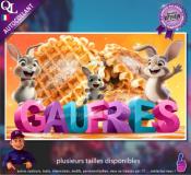 Autocollant GAUFRES LIEGEOISES titre 3D lapins affiche