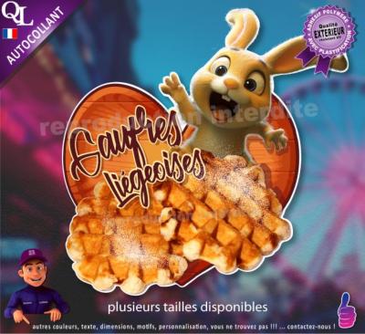 Autocollant GAUFRES LIEGEOISES COEUR BOIS lapin 1