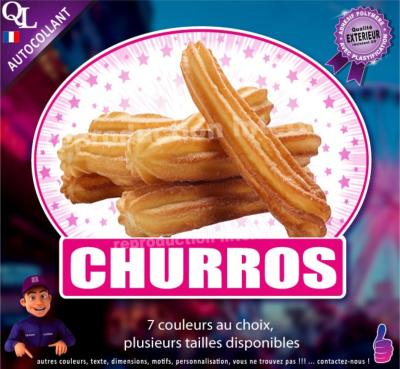 Autocollant PLV forain CHURROS OVALE ETOILES 