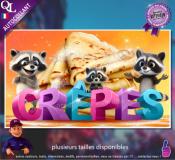 Autocollant CREPES titre 3D raton laveur affiche