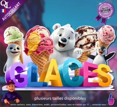 Autocollant GLACES BOULES titre 3D sticker