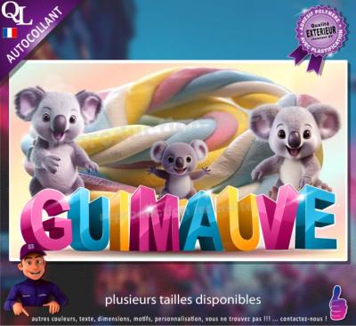 Autocollant GUIMAUVE tressée géante titre 3D koala affiche