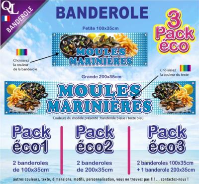 Banderole MOULES MARINIERES Pack éco au choix