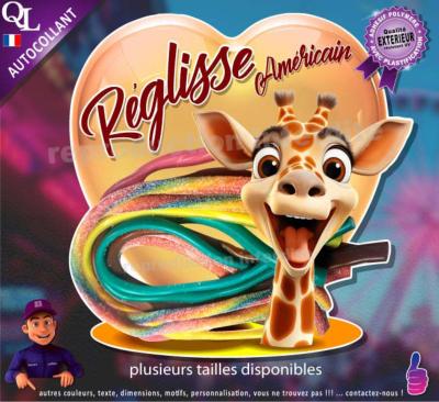 Autocollant REGLISSES AMERICAINS COEUR girafe 1