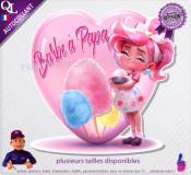 Autocollant BARBE A PAPA COEUR fillette 1