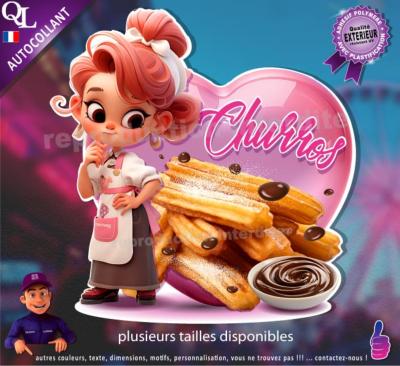 Autocollant CHURROS CHOCOLAT COEUR fillette 2