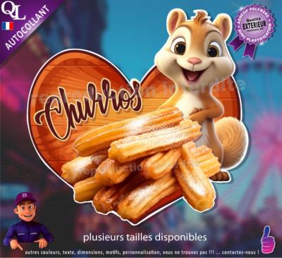 Autocollant CHURROS ou CHICHIS COEUR BOIS ecureuil 1