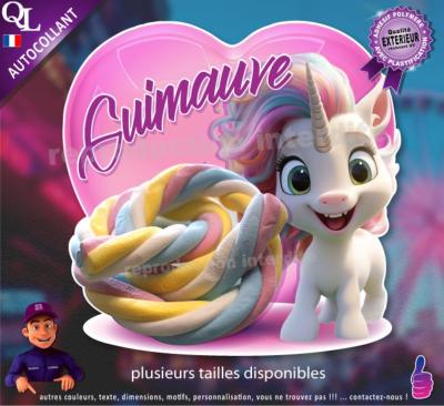 Autocollant GUIMAUVE COEUR licorne 1