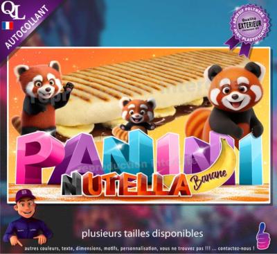 Autocollant PANINI NUTELLA BANANE titre 3D panda roux AFFICHE