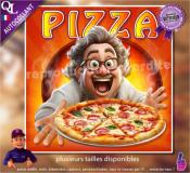 Autocollant affiche poster PIZZA client content délirant