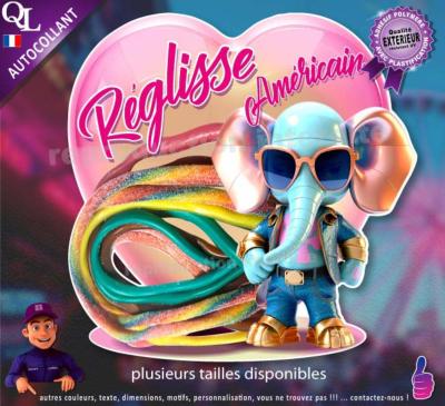 Autocollant REGLISSES AMERICAINS COEUR elephant 2