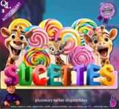 Autocollant SUCETTES FORAINES titre 3D  girafe sticker