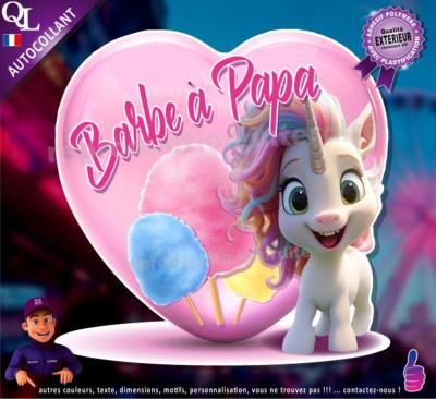 Autocollant BARBE A PAPA COEUR licorne 1