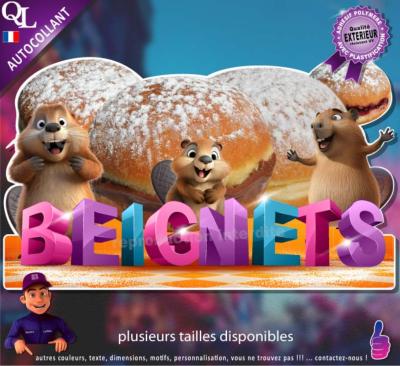 Autocollant BEIGNETS titre 3D castor sticker