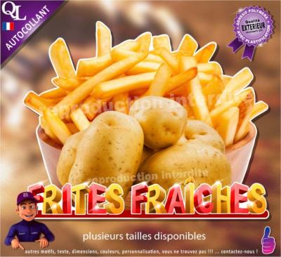 Autocollant FRITES FRAICHES titre 3D sticker