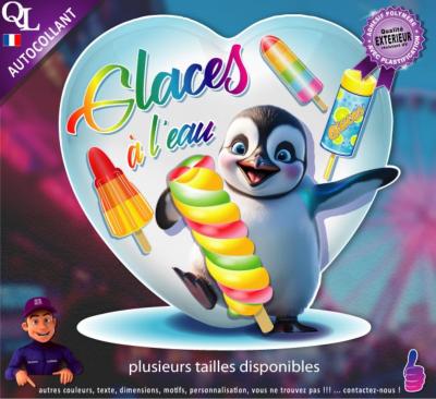 Autocollant GLACES à l'EAU pingouin 1