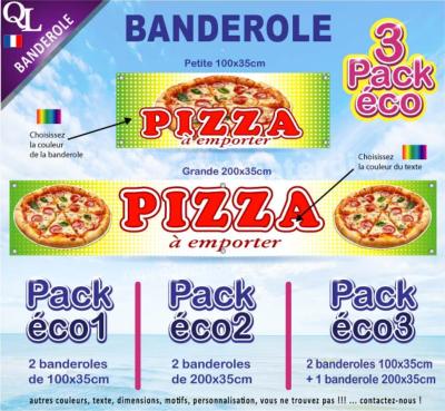 Banderole PIZZA à EMPORTER Pack éco au choix