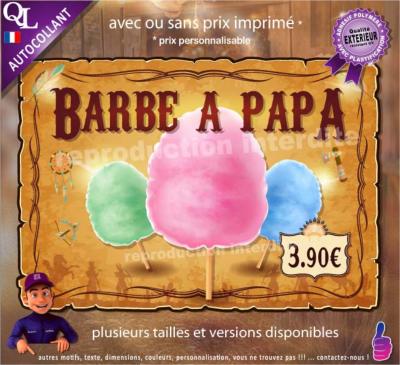 Autocollant BARBE A PAPA affiche western indien