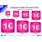 stick autocollant 20 ETIQUETTES PRIX CARREES adhésif résist UV 