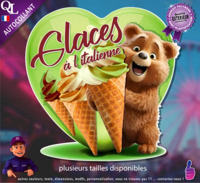 Autocollant GLACES à l'ITALIENNE ours brun 1