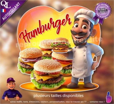 Autocollant HAMBURGER COEUR chef 1