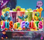Autocollant JUS DE FRUITS titre 3D perroquets sticker